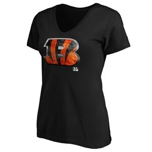 NWT Cincinnati Bengals Hendrickson Branded Women's Mascot Logo V-Neck T-Shirt